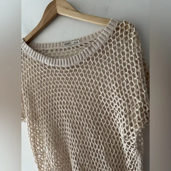 Old Navy Open Knit Crochet‎ Cream Pullover Sweater 100% Cotton - Image 2