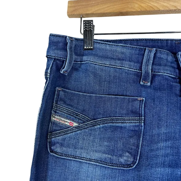 Diesel Wenga Solid Straight Leg Jeans Blue Y2K Low Rise Patch Pockets Size 30 - Image 8