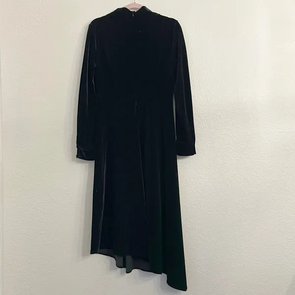 Soft Surroundings Saorise Velvet‎ Dress 4 High Neck Asymmetric Evening Wedding - Image 8