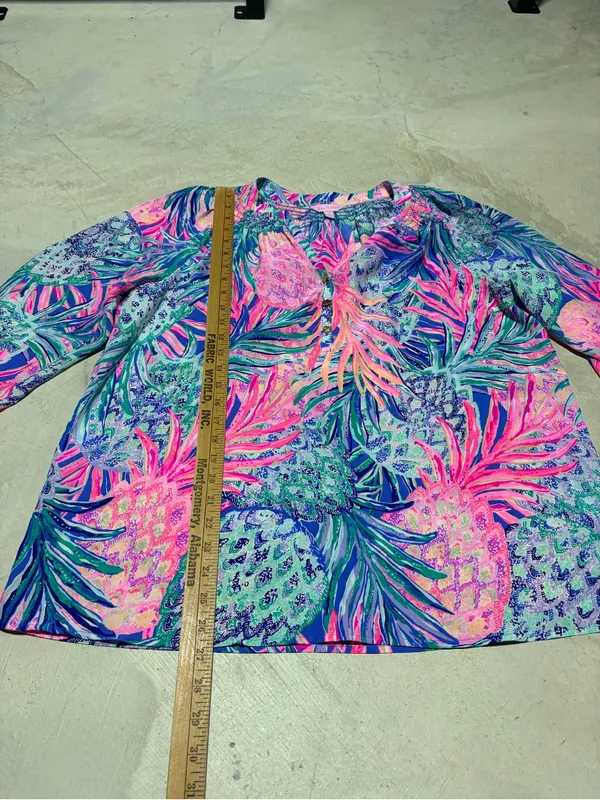 Lilly pulitzer Elsa gypset paradise Pineapple Print Long Sleeve Blouse large - Image 5