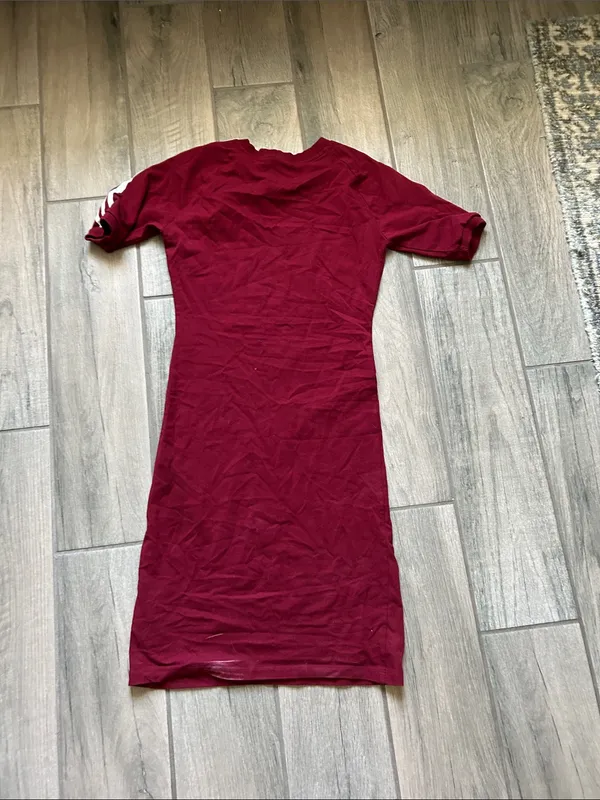 adidas Maroon Midi Dress with White Three Stripes - Image 5