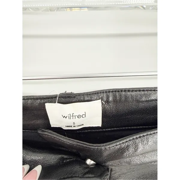 Aritzia Wilfred Melina‎ Faux Leather Straight Leg Pants Women's Size 0 Black - Image 7