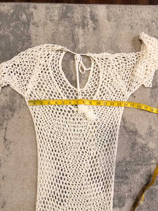 Women's Cream Crochet Beach Cover-Up Dress - Image 4