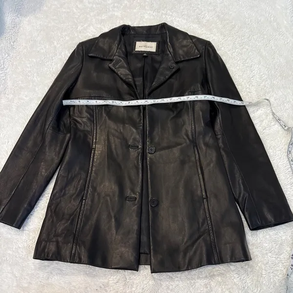 VTG 90s Lady Hathaway Womens Black Leather Jacket S Grunge Emo Classic College - Image 3