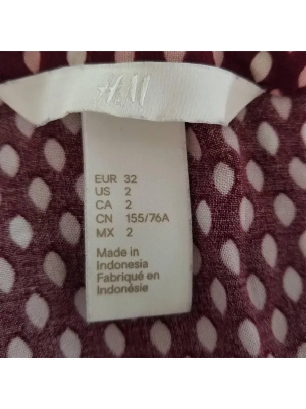 H&M Burgundy Polka Dot Short-Sleeve Tunic Shirt Dress Size 2 - Image 4