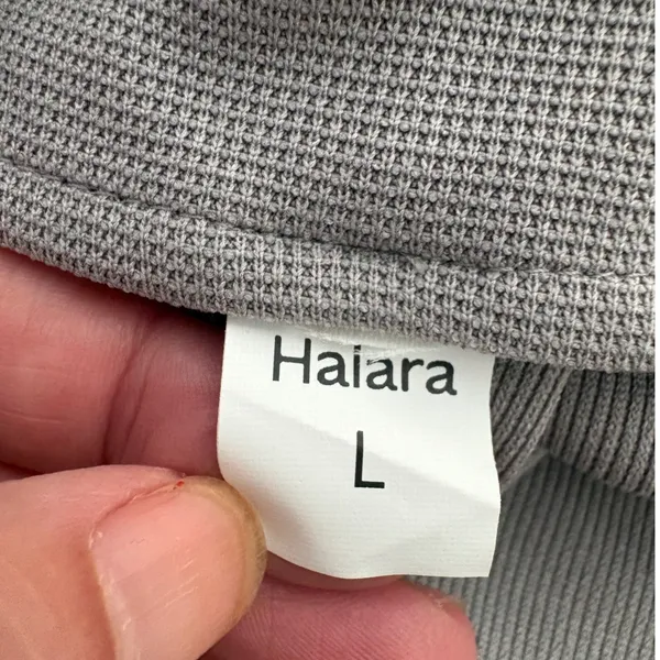 Halara Grey Waffle Knit Overall Shorts Shortalls Button Straps Large NWOT - Image 9