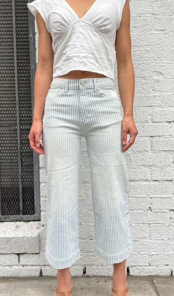 Free People DL1961 Lily Wide Leg striped trouser pants size 14 girls / women’s waist 24 in - Image 2