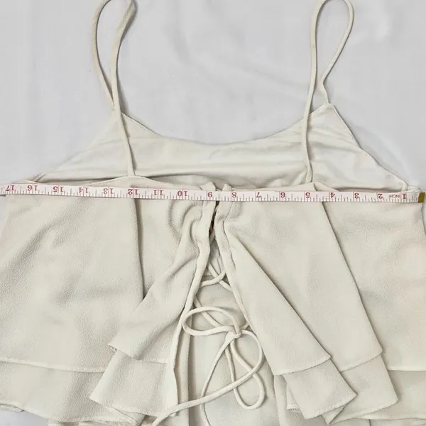 Free People Tropical Wave Cream Lace Back Crop Tank Top - M - Image 6