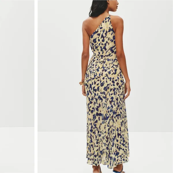 Shona Joy Leopard Chiffon Gown SIZE 4 One Shoulder Dress Formal Designer $480 - Image 2