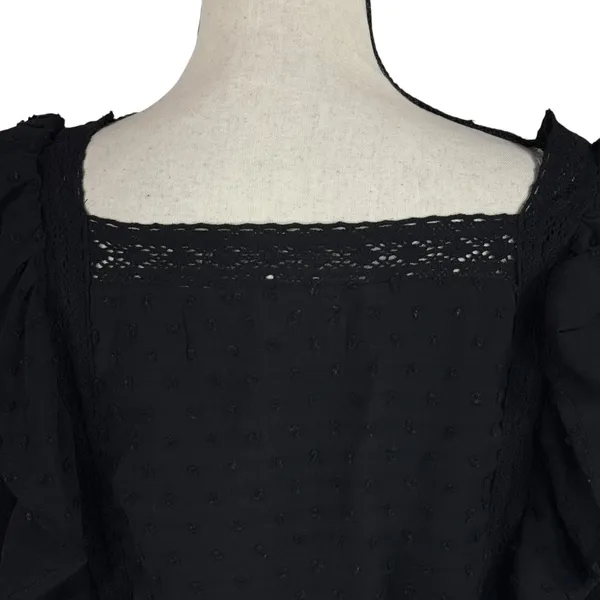 Savanna Jane Large Peplum Top Floral Embroidered Swiss Dot Lined Ruffled Crochet - Image 7