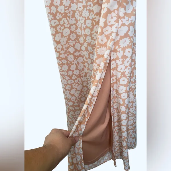 Lulus Timeless Touch Peach Floral Print A-Line Midi Dress Size Small - Image 5