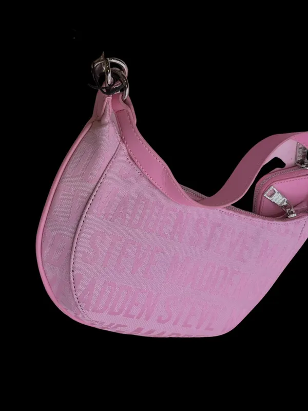 Steve Madden Pink Baguette Shoulder Bag Logo Print NWT - Image 3