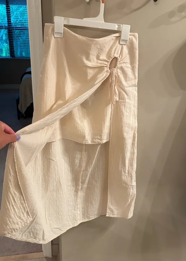 Pink Lily Linen Wrap Skirt - Image 5