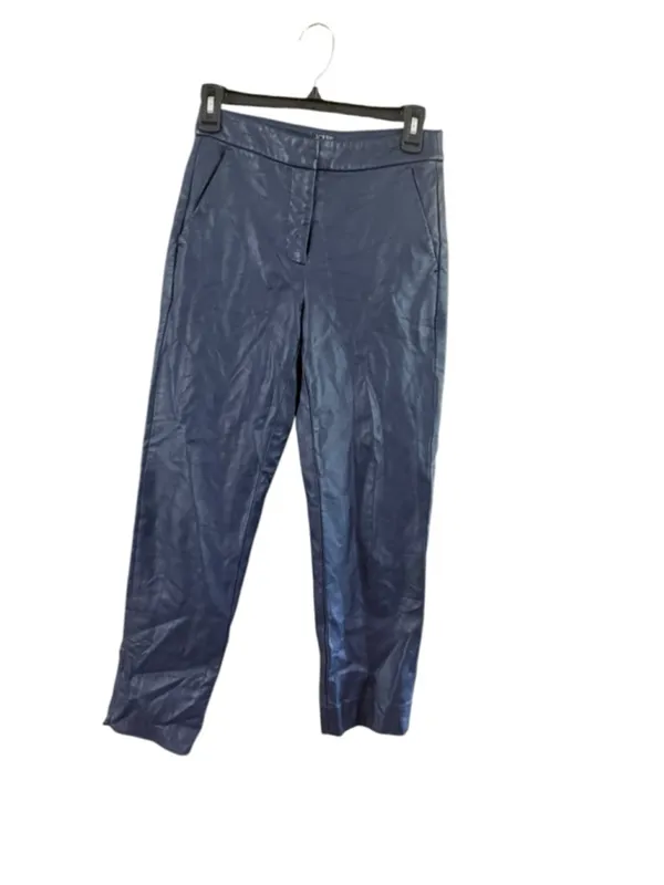 Women's J.Crew Navy Faux Leather Straight Leg Pants Size 2 - Image 2