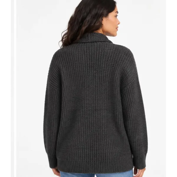 Time and Tru Womens Fuzzy Cardigan Size M 8-10 Black Open Front Pocket Cozy - Image 2