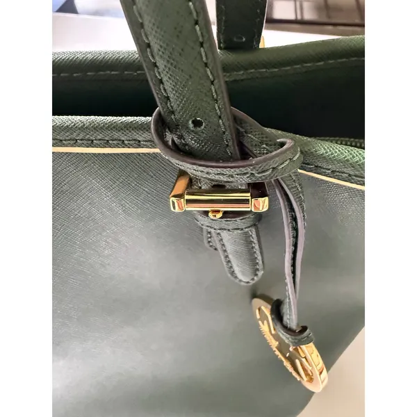 Michael Kors Voyager Medium Top Zip Tote Dark Green Saffiano Leather Handbag - Image 12