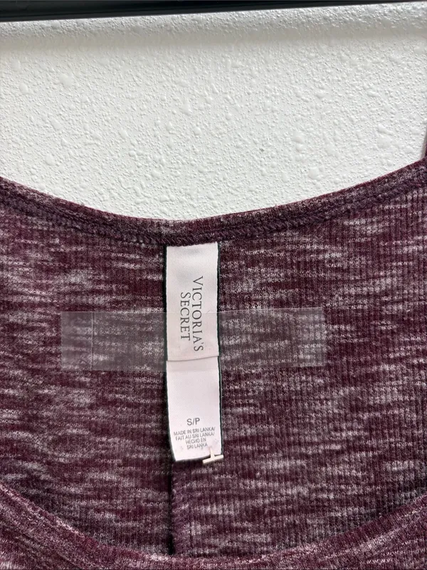 Victoria's Secret Burgundy Spaghetti-Strap Pajama capri Jumpsuit Small - Image 2