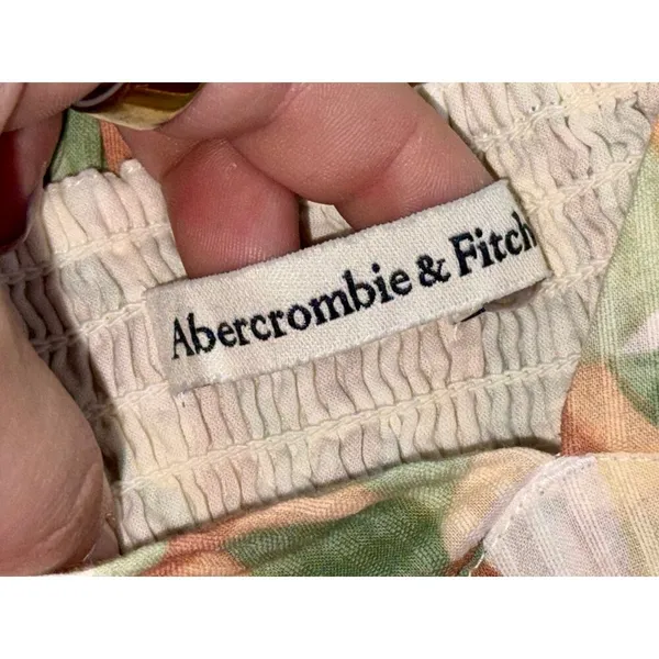 Abercrombie & Fitch White Cream Green Tan Brown Sleeveless Maxi Dress Womens S - Image 3