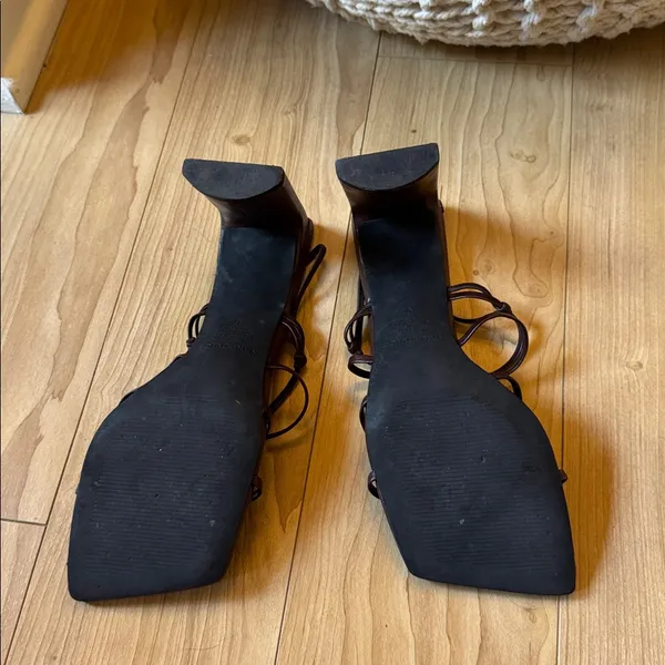 Dark Brown Strappy Heels Size 6 - Image 4