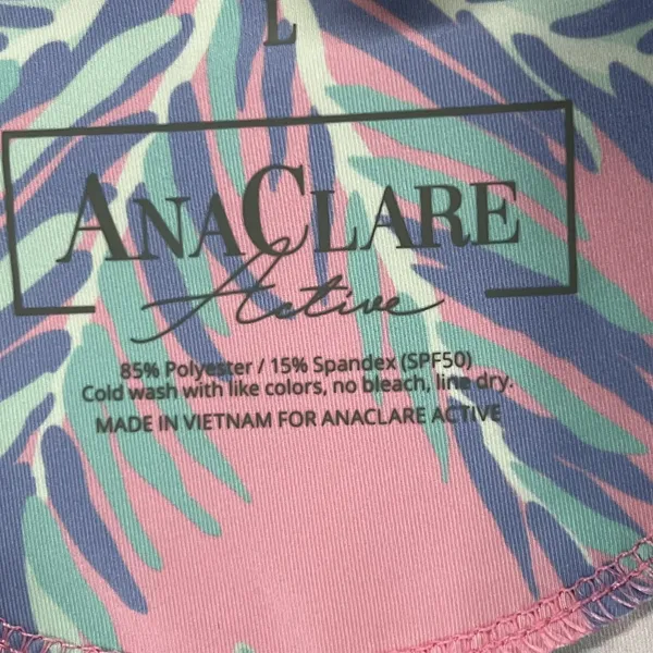 Ana Clare Active Mer Top Pink Paradise Palm Print UPF 50 Golf Polo Shirt‎ Size L - Image 11