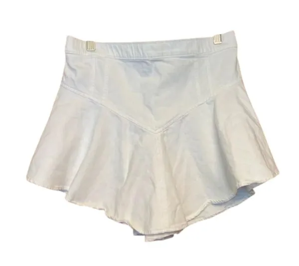 Aerie White Denim Size XL elastic waist flounce mini skirt NWT - Image 2