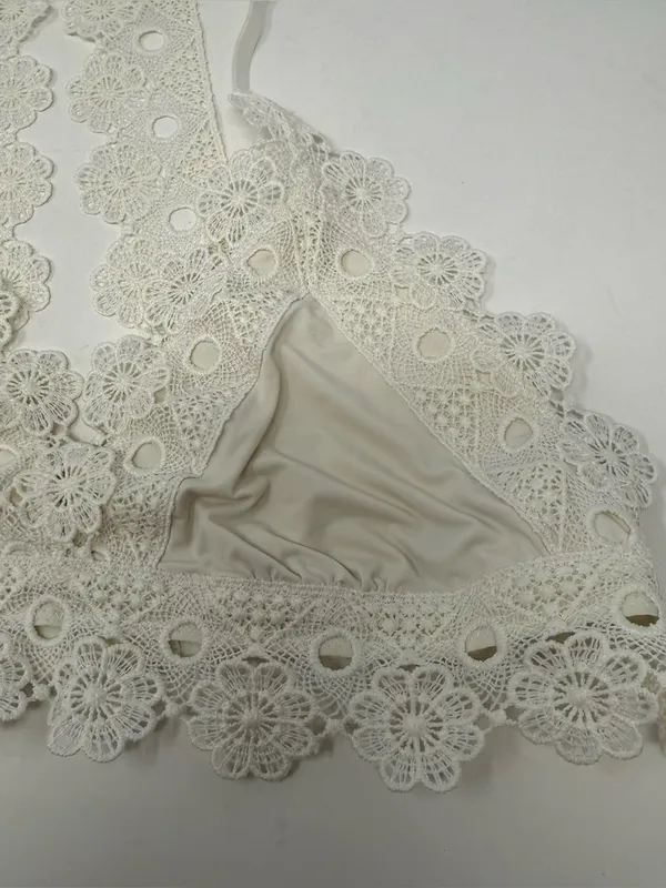 Aerie White Floral Lace Racerback Bralette Small Romantic Bridal Bachelorette - Image 3