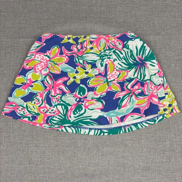 Lilly Pulitzer Skort Womens Small Blue Floral Short Lined Pockets Elastic Waist - Image 7