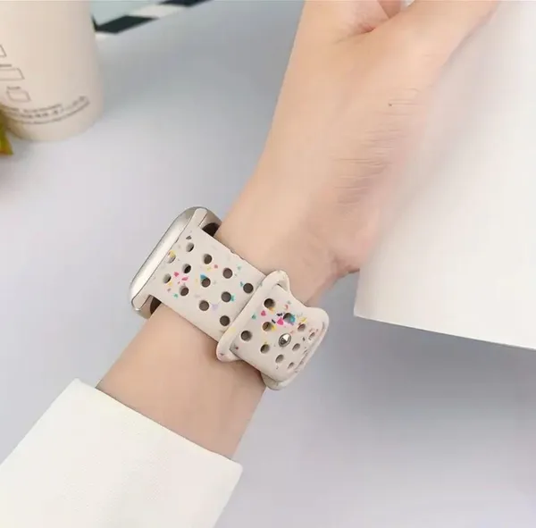 Silicone Sport Strap with Hole and Colorful Fragments Compatible with Apple Watc - Image 2
