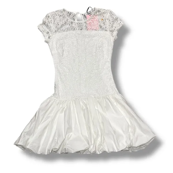 Hello Molly Downtown Diva Lace Bubble Mini Dress‎ White - Image 2