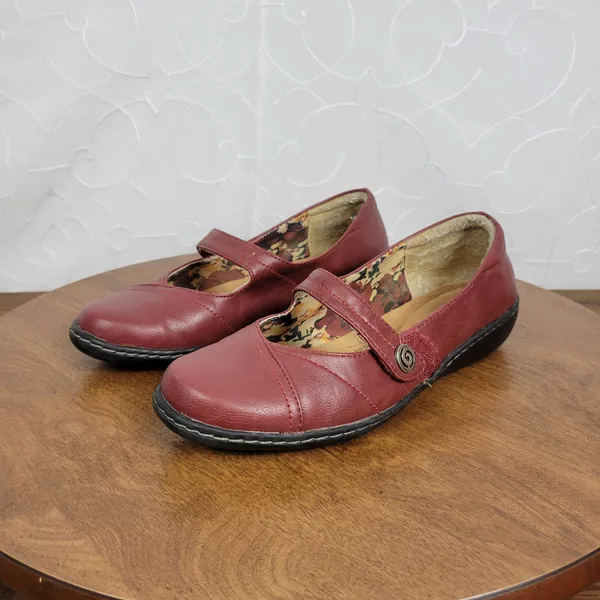 Soft Style Womens Shoes Size‎ 7 Red Mary Janes Round Toe Strap Closure Flat - Image 3