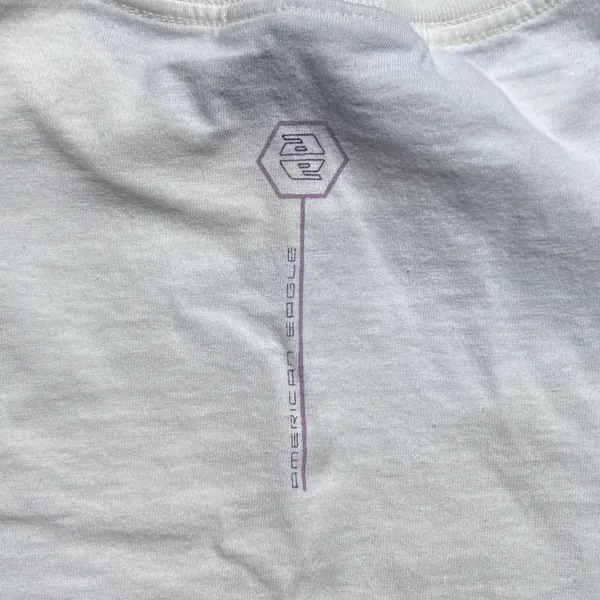 Vintage Y2K American Eagle faded white long sleeve M crew tee - Image 10