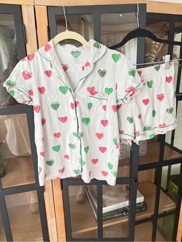 Roller Rabbit pajamas set big holiday hearts christmas shorts sleeve polo shirt - Image 2