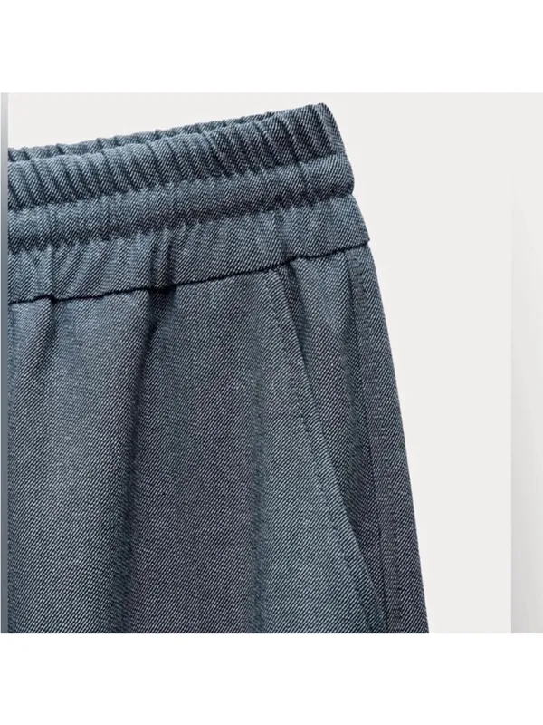 Zara Light Gray Elastic Waist Drawstring Pants - Image 5