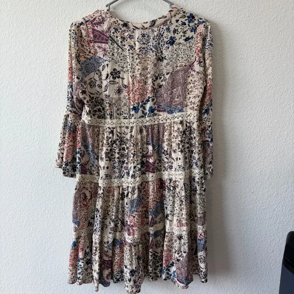 Knox Rose Patchwork Boho Tiered Lace Dress Size S - Image 6