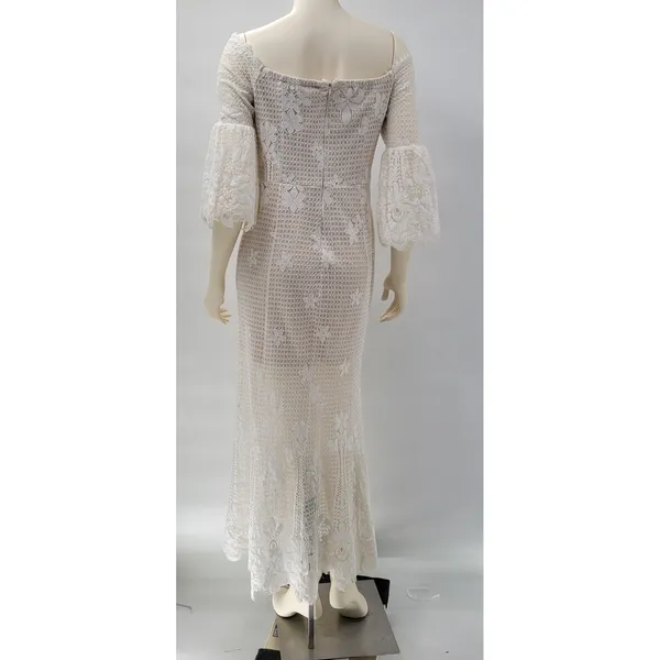The Room Lace Dress Juniors L Ivory Off Shoulder Bell Sleeve Bridal Graduation - Image 6