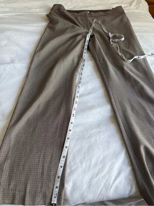 Aritzia Babaton Atelier Beige Brown Houndstooth Pattern Dress Pants Office US 12 - Image 10