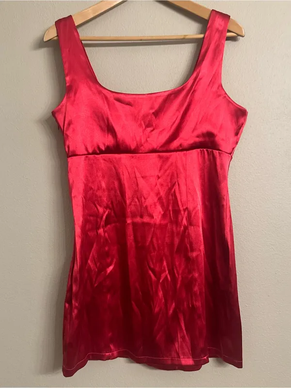 Anthropologie MAEVE ‎ Red Satin Slip Dress - Image 5