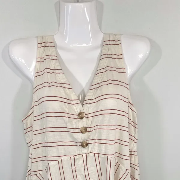 Maeve Anthropologie Ivory Red Striped Handkerchief Hem Tank Top Women Medium - Image 2