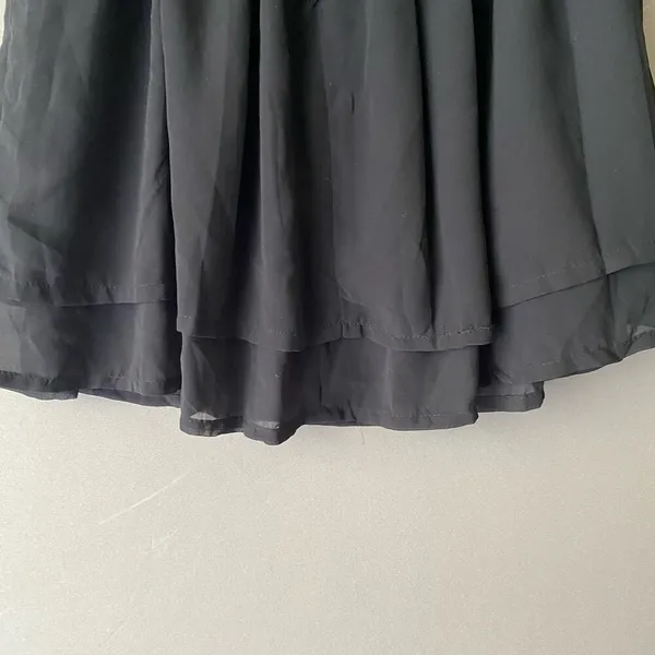 H&M Size 4 Black Mini Skirt Layered Chiffon Flowy Skater‎ A-Line Casual Classic - Image 3