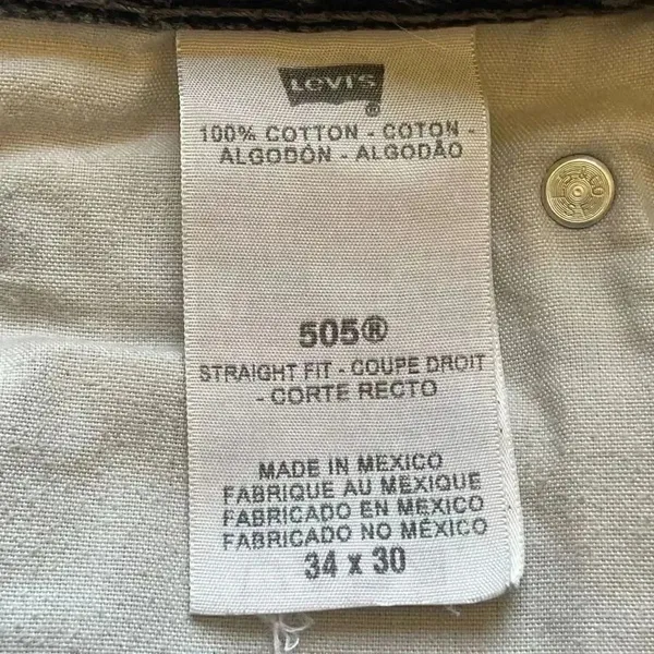 Levi Strauss #505 Black Cotton Straight Fit Men’s Denim Jeans SZ 34 # 1339 - Image 9