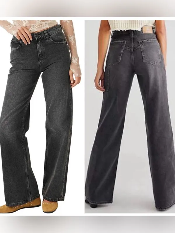 We The Free Tinsley Baggy High-Rise Straight Leg Black Denim Jeans Sz 29 NWT - Image 2