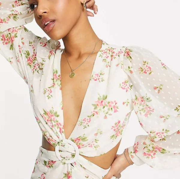 ASOS | Long Sleeve Floral Cut Out Dress - Image 7