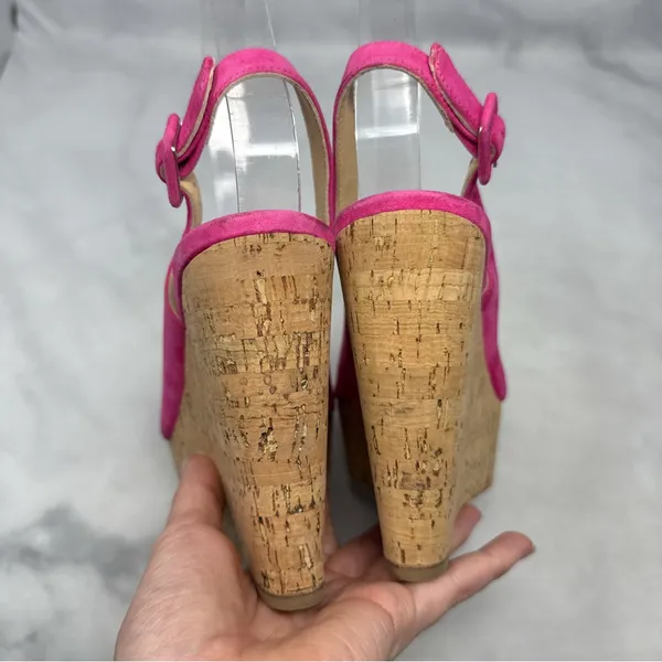 Christian Louboutin Reine De Liege Suede Cork Platform Wedge Slingback Sandal 37 - Image 10