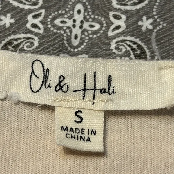 Oli & Hali Blue and Cream Patchwork Long Sleeve High/Low Top size Small - Image 7