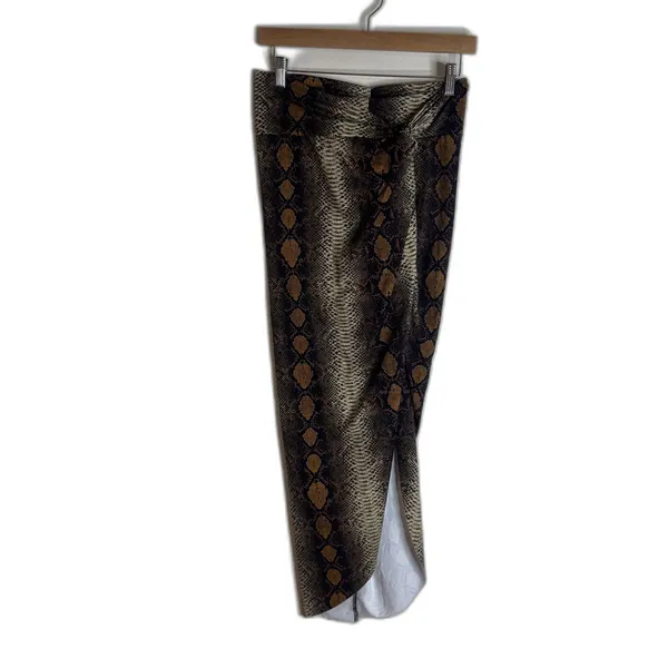 Skims coverup Skirt Womens Small Brown Snake Print Wrap High Waist Midi‎ Stretch - Image 3