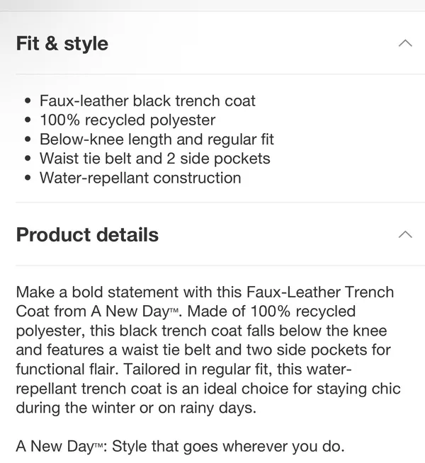 A New Day Faux Leather Trench Coat - Image 3