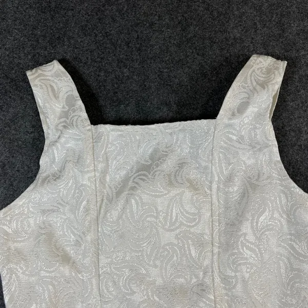 Just The Girls Ivory Jacquard Corset Top Lace Up Damask Sleeveless Bodice Large - Image 11