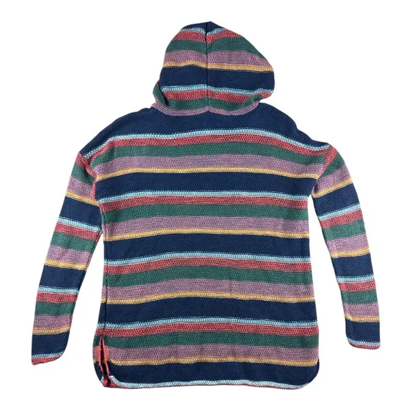 American Eagle Women Baja Hoodie Small Navy Multi Color Striped Knit Hippie Boho - Image 8