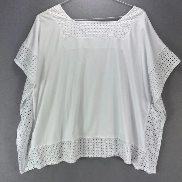 St. Johns Bay Top Women's 2X Plus White Tee Shirt Boho Cottagecore Hippie Beach - Image 4