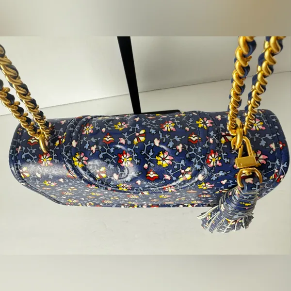Tory Burch Fleming Printed Small Convertible Shoulder Bag Blue Wild Pansy - Image 5
